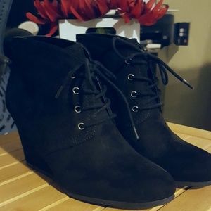Black Wedge Booties